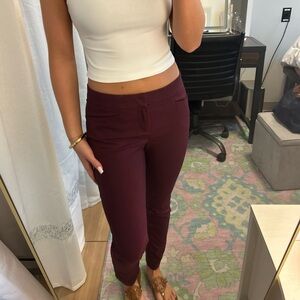 Women’s Saks Fifth Avenue Slim Fit Coupe Etroite Cotton Blend Pant - Burgundy